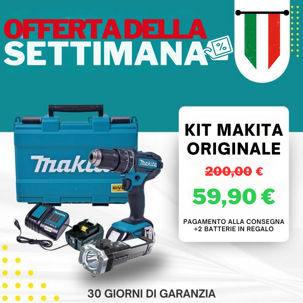 KIT ORIGINALE | TRAPANO AD IMPATTO POTENTE + 45 ACCESSORI + 2 BATTERIE 40V | SUPER OFFERTA