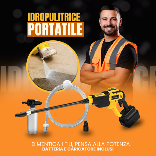 Idropulitrice Portatile Pro 550PSI – Kit Completo con Batteria Ricaricabile
